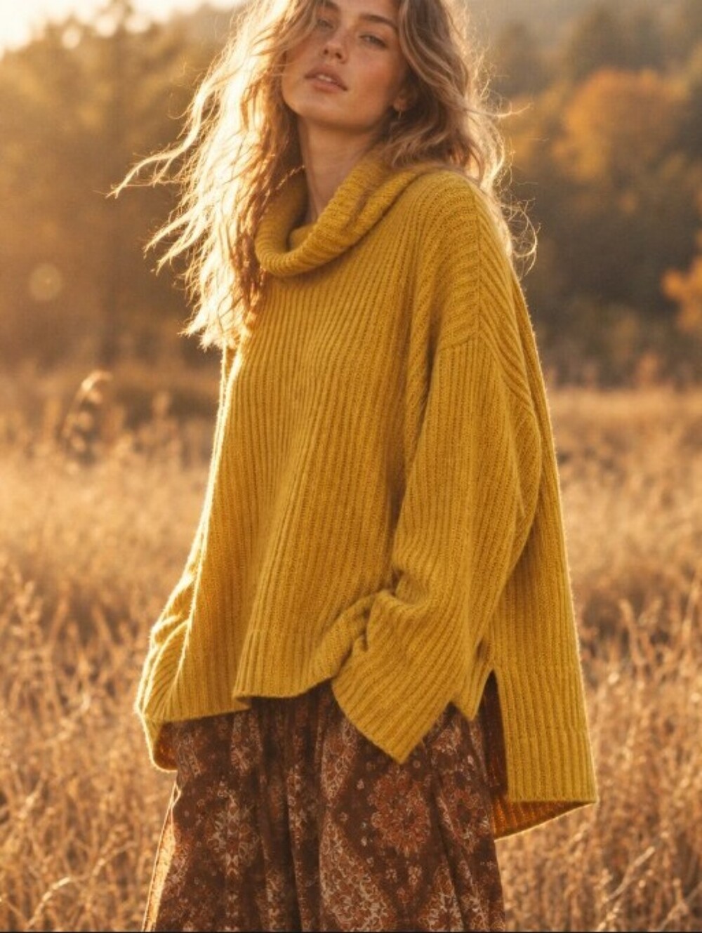 Maeve Vanna Cowl Neck Sweater Yellow